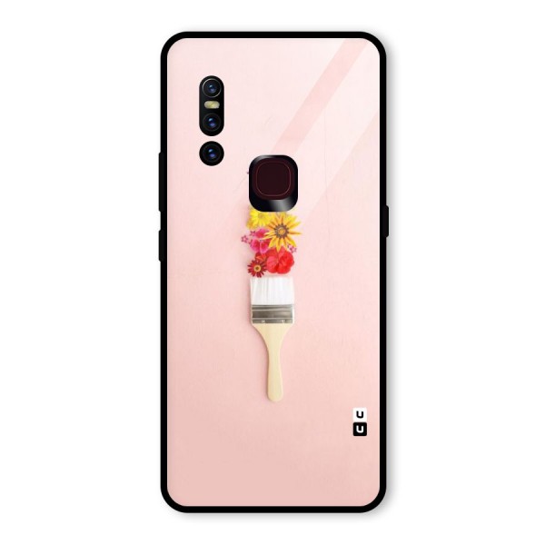 Painted Flowers Glass Back Case for Vivo V15