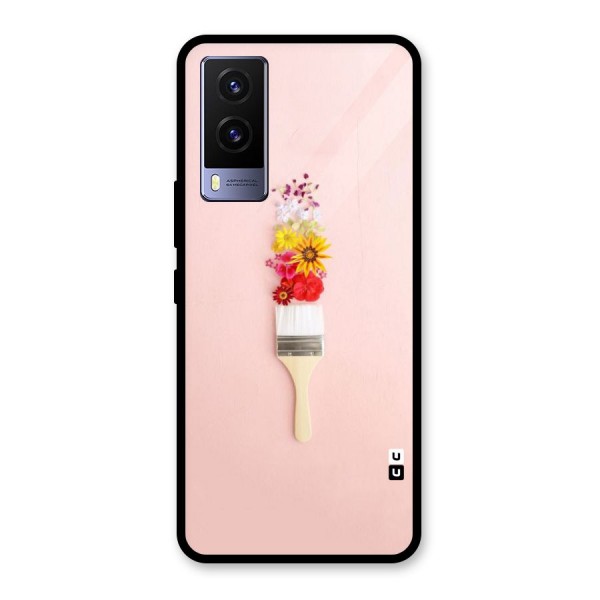 Painted Flowers Glass Back Case for Vivo V21e 5G