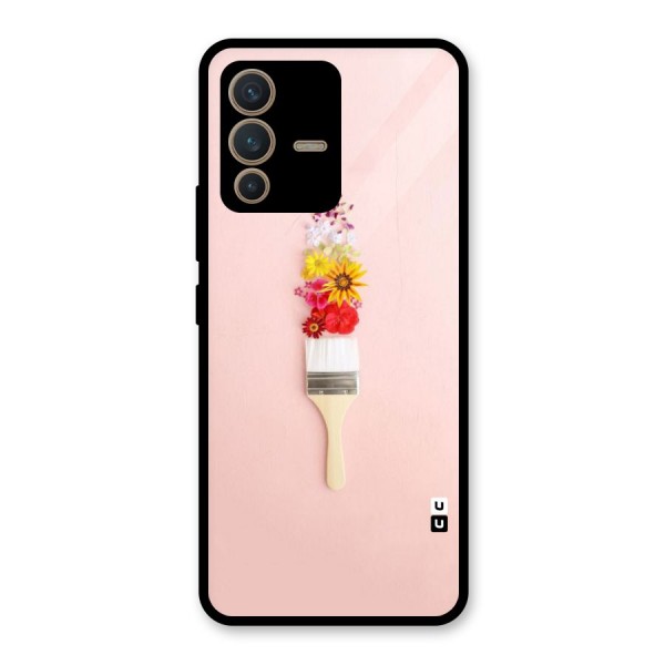 Painted Flowers Glass Back Case for Vivo V23 5G