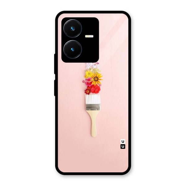 Painted Flowers Glass Back Case for Vivo Y22