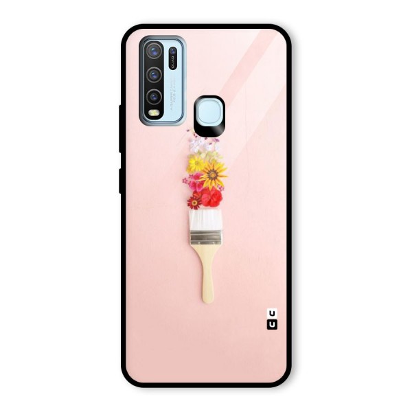 Painted Flowers Glass Back Case for Vivo Y30