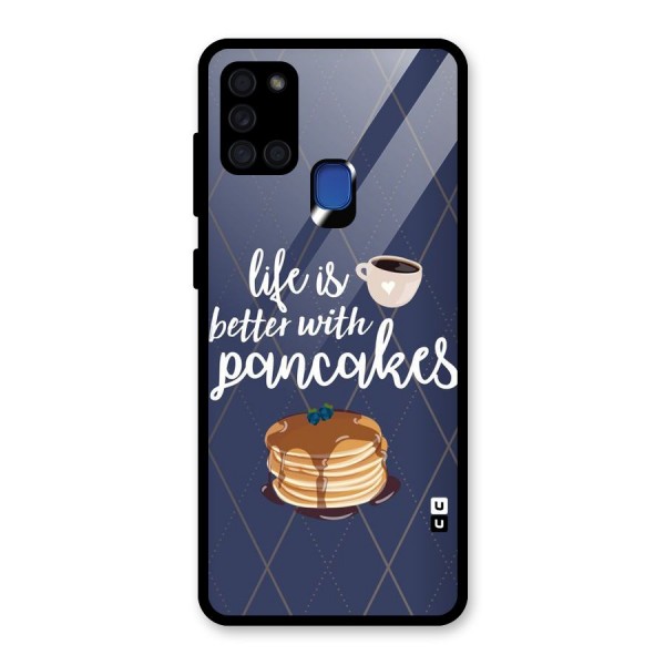 Pancake Life Glass Back Case for Galaxy A21s