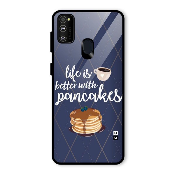 Pancake Life Glass Back Case for Galaxy M21