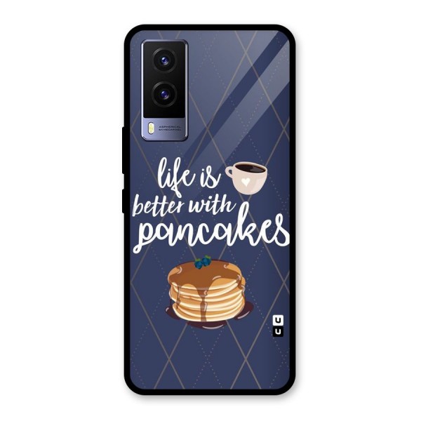 Pancake Life Glass Back Case for Vivo V21e 5G