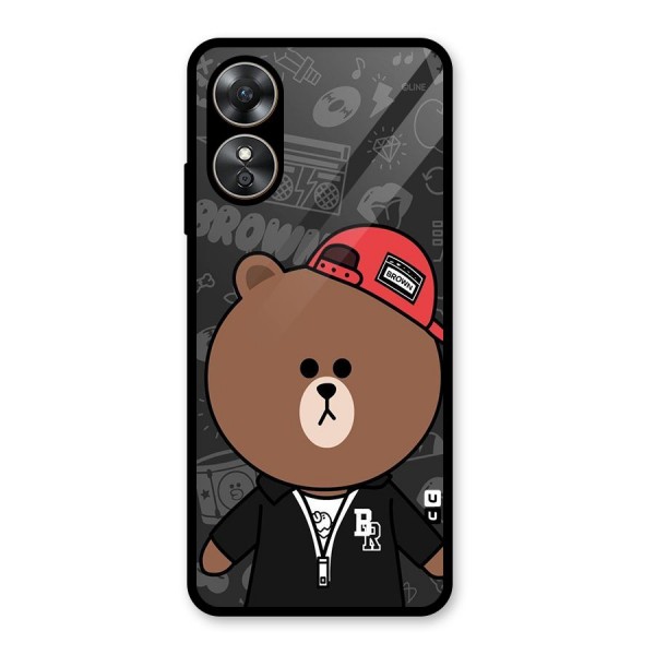 Panda Brown Glass Back Case for Oppo A17