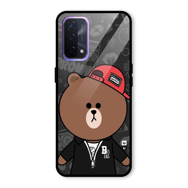 Panda Brown Glass Back Case for Oppo A74 5G