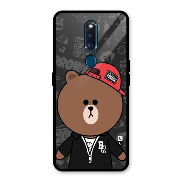 Panda Brown Glass Back Case for Oppo F11 Pro