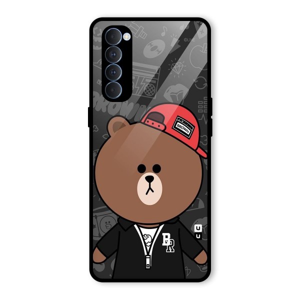 Panda Brown Glass Back Case for Oppo Reno4 Pro