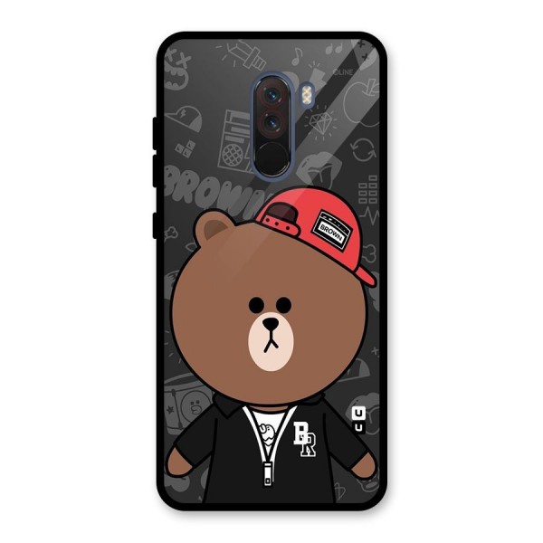 Panda Brown Glass Back Case for Poco F1