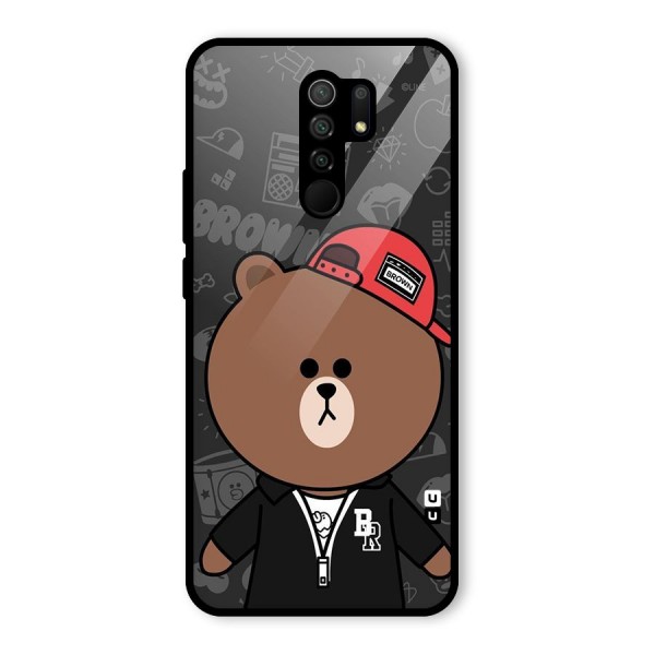 Panda Brown Glass Back Case for Redmi 9 Prime