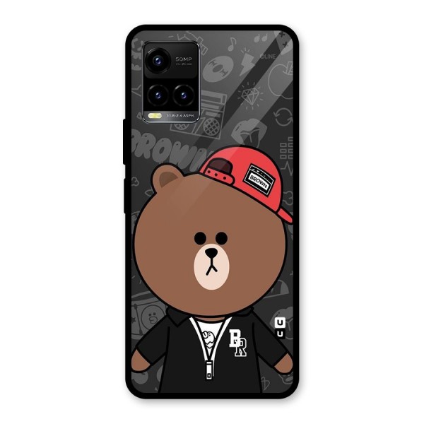 Panda Brown Glass Back Case for Vivo Y21 2021