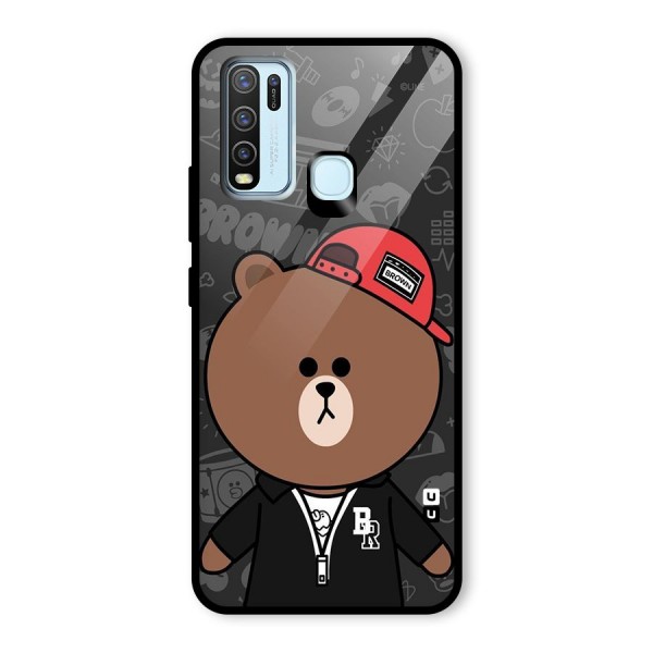 Panda Brown Glass Back Case for Vivo Y30