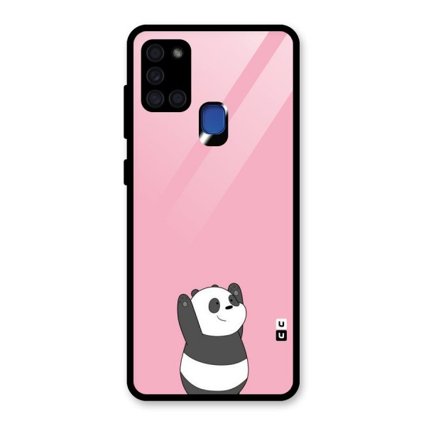 Panda Handsup Glass Back Case for Galaxy A21s