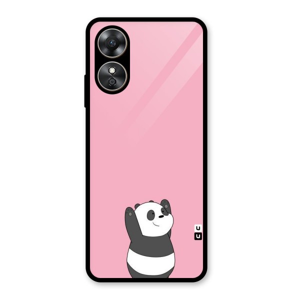 Panda Handsup Glass Back Case for Oppo A17