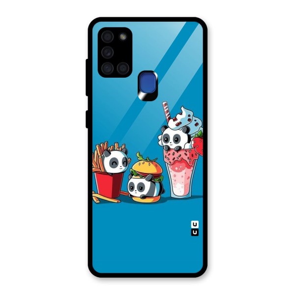 Panda Lazy Glass Back Case for Galaxy A21s