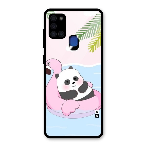 Panda Swim Glass Back Case for Galaxy A21s