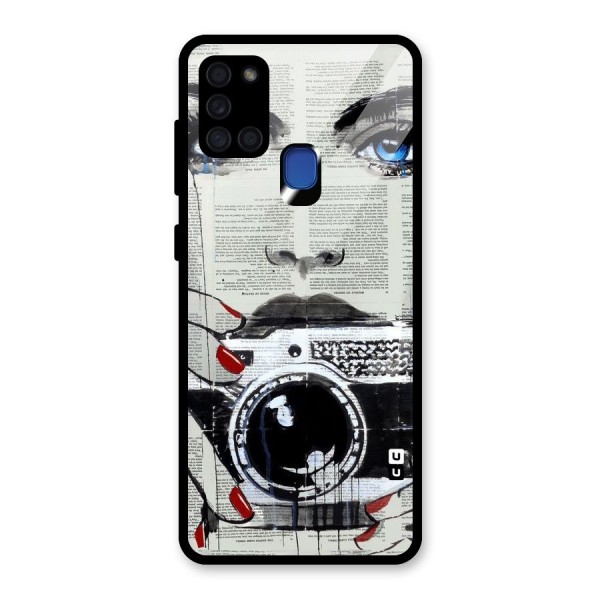 Paper Face Beauty Glass Back Case for Galaxy A21s