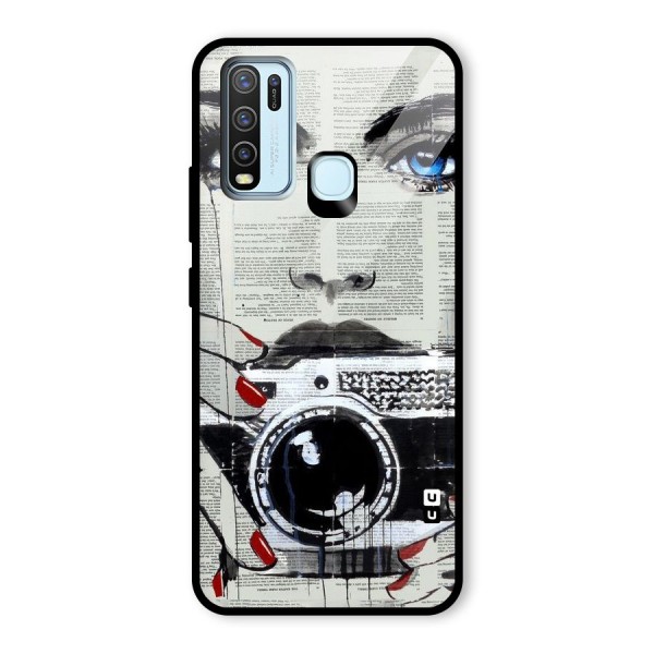 Paper Face Beauty Glass Back Case for Vivo Y30