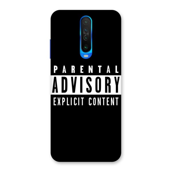 Parental Advisory Label Back Case for Poco X2