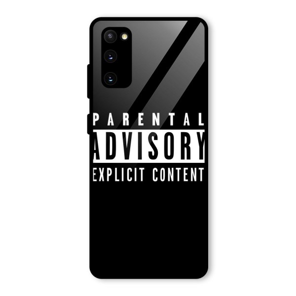 Parental Advisory Label Glass Back Case for Galaxy S20 FE