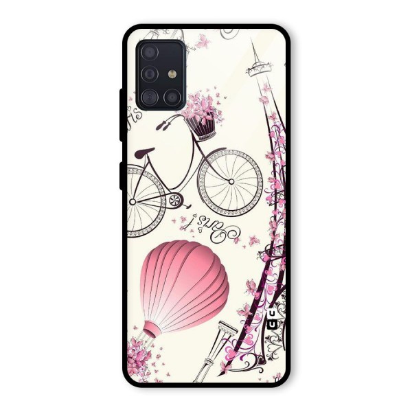 Paris Clipart Glass Back Case for Galaxy A51