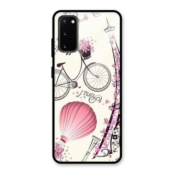 Paris Clipart Glass Back Case for Galaxy S20