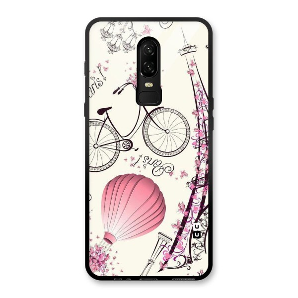 Paris Clipart Glass Back Case for OnePlus 6