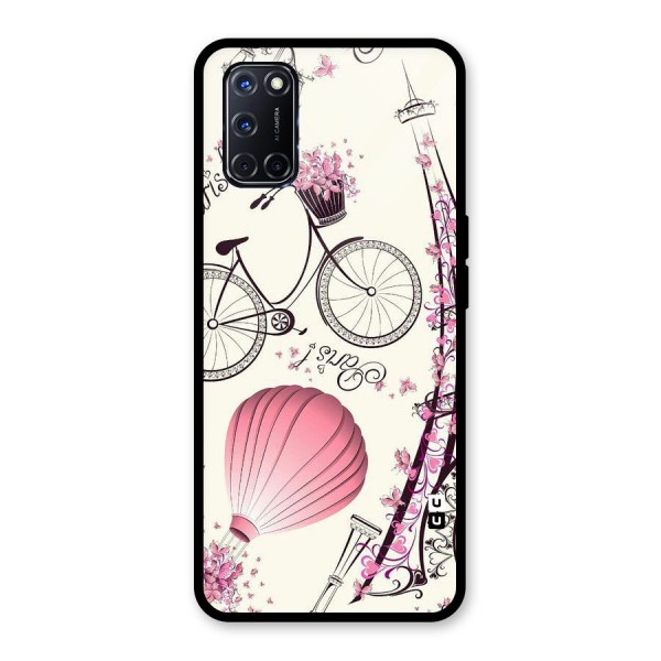 Paris Clipart Glass Back Case for Oppo A52