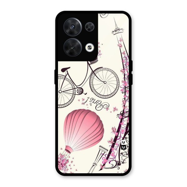 Paris Clipart Glass Back Case for Oppo Reno8 5G