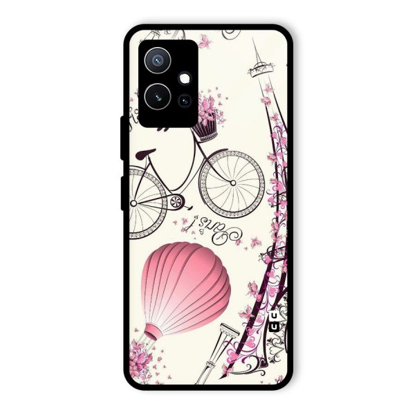 Paris Clipart Glass Back Case for Vivo T1 5G