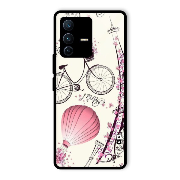 Paris Clipart Glass Back Case for Vivo V23 Pro