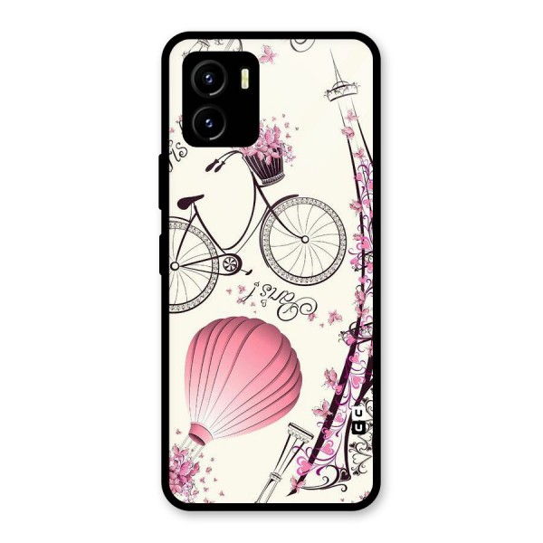 Paris Clipart Glass Back Case for Vivo Y15s