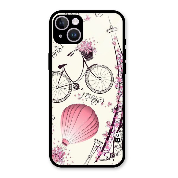 Paris Clipart Glass Back Case for iPhone 14 Plus