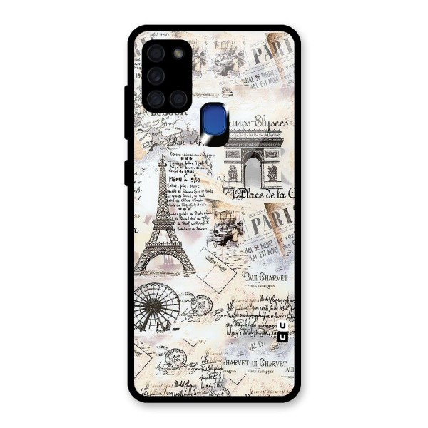 Paris Paper Glass Back Case for Galaxy A21s