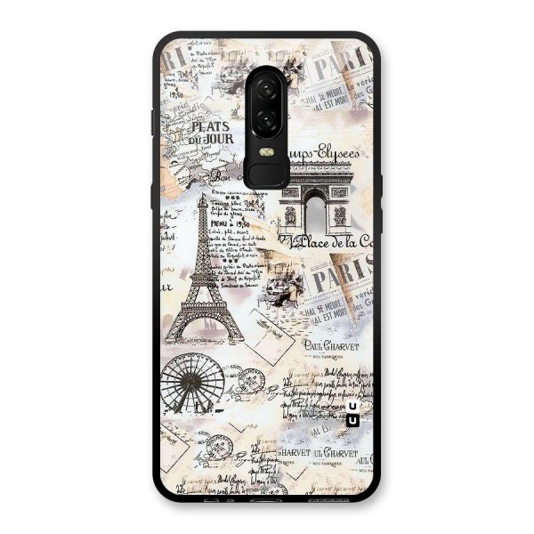 Paris Paper Glass Back Case for OnePlus 6