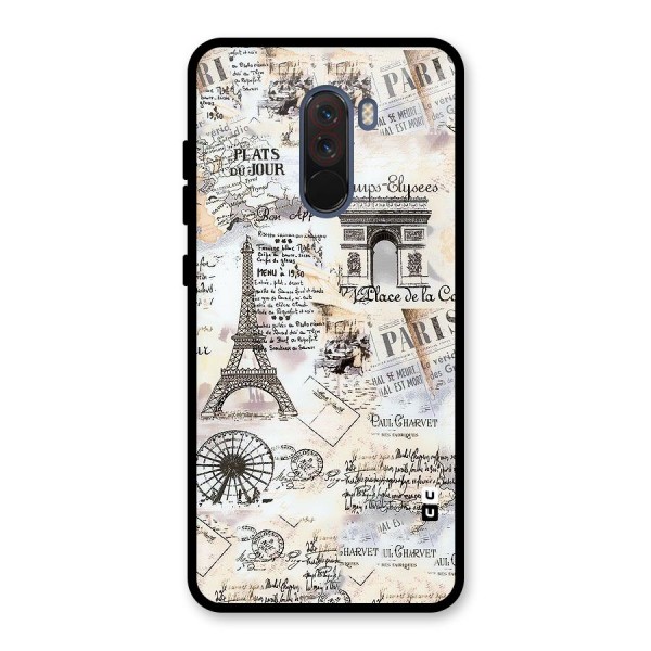 Paris Paper Glass Back Case for Poco F1