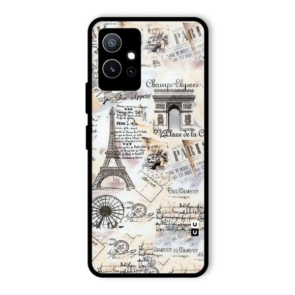 Paris Paper Glass Back Case for Vivo T1 5G