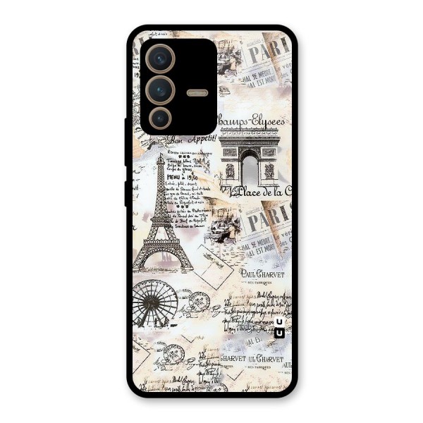 Paris Paper Glass Back Case for Vivo V23 5G