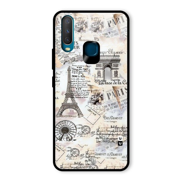 Paris Paper Glass Back Case for Vivo Y15