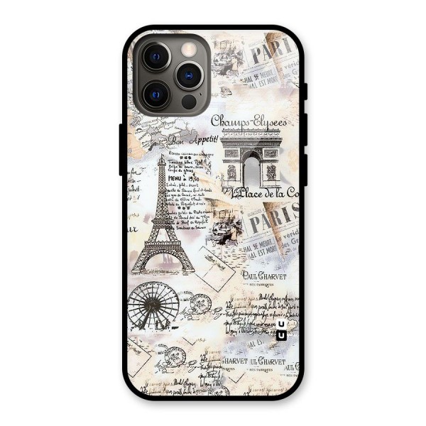 Paris Paper Glass Back Case for iPhone 12 Pro