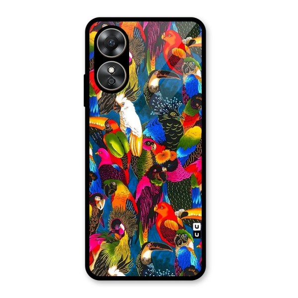 Parrot Art Glass Back Case for Oppo A17