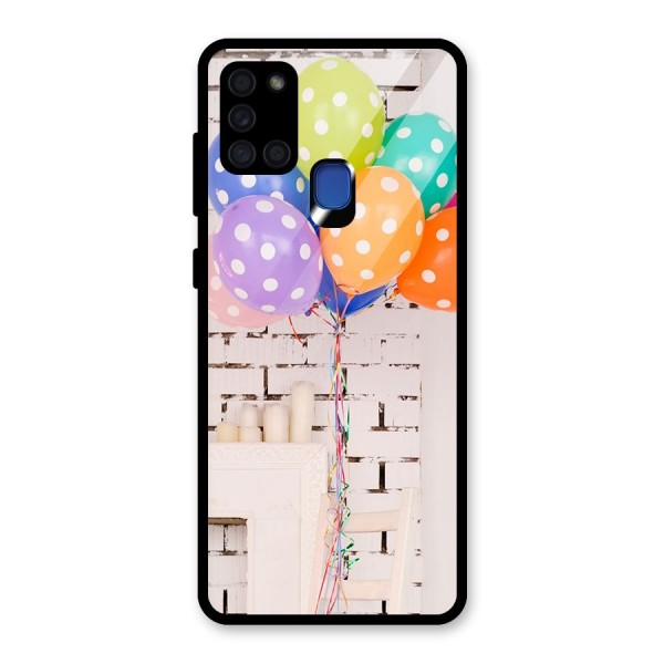 Party Balloons Glass Back Case for Galaxy A21s