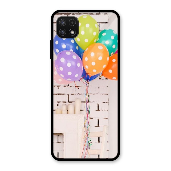 Party Balloons Glass Back Case for Galaxy A22 5G