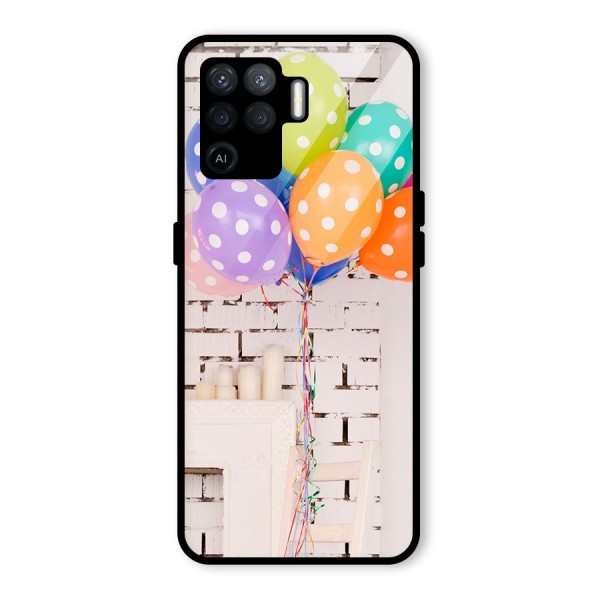 Party Balloons Glass Back Case for Oppo F19 Pro