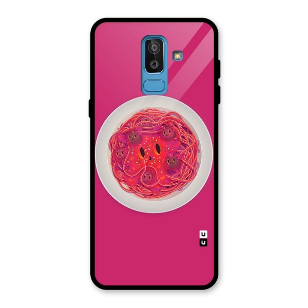 Pasta Cute Glass Back Case for Galaxy J8