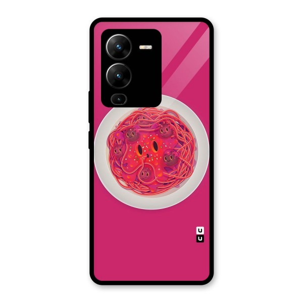 Pasta Cute Glass Back Case for Vivo V25 Pro