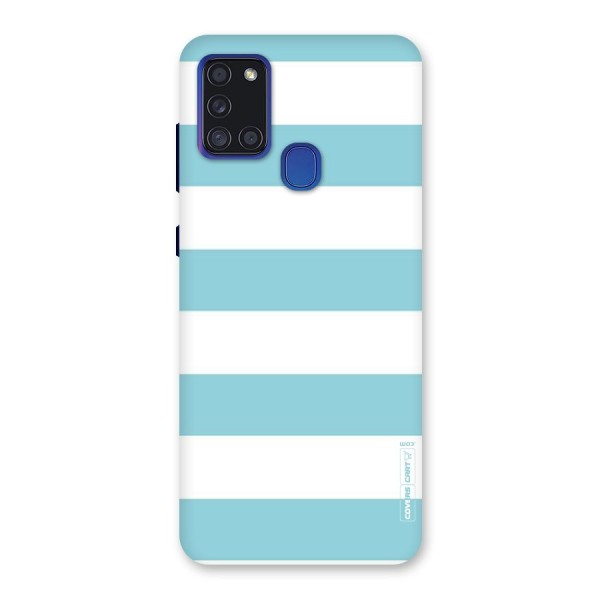 Pastel Blue White Stripes Back Case for Galaxy A21s