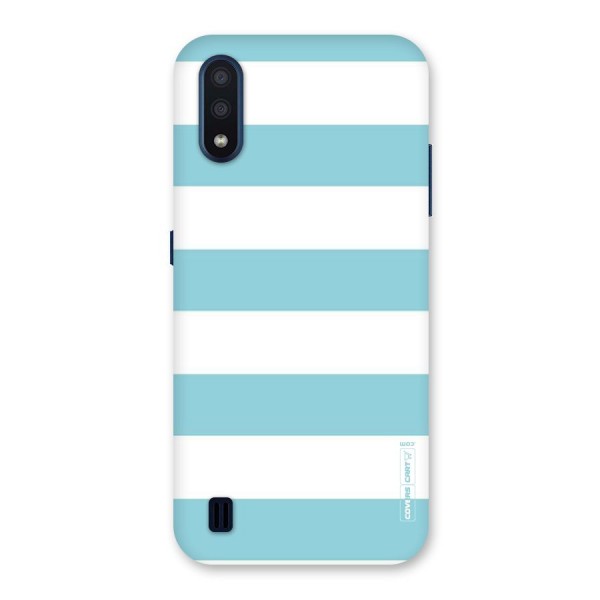 Pastel Blue White Stripes Back Case for Galaxy M01