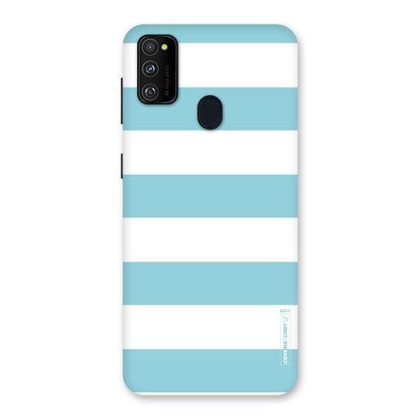 Pastel Blue White Stripes Back Case for Galaxy M21