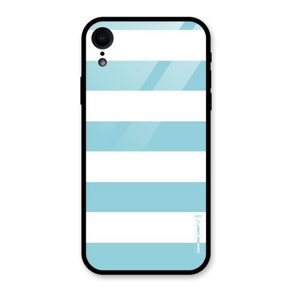 Pastel Blue White Stripes Glass Back Case for XR